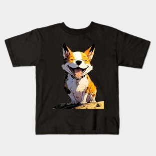 Pawsome: Corgis Dog Smiles No. 2 on a Dark Background Kids T-Shirt